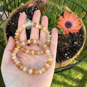 (1) Natural Yellow Jade Rondelle 8mm